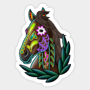 Day of the Dead Liver Chestnut Sugar Skull Horse Sticker